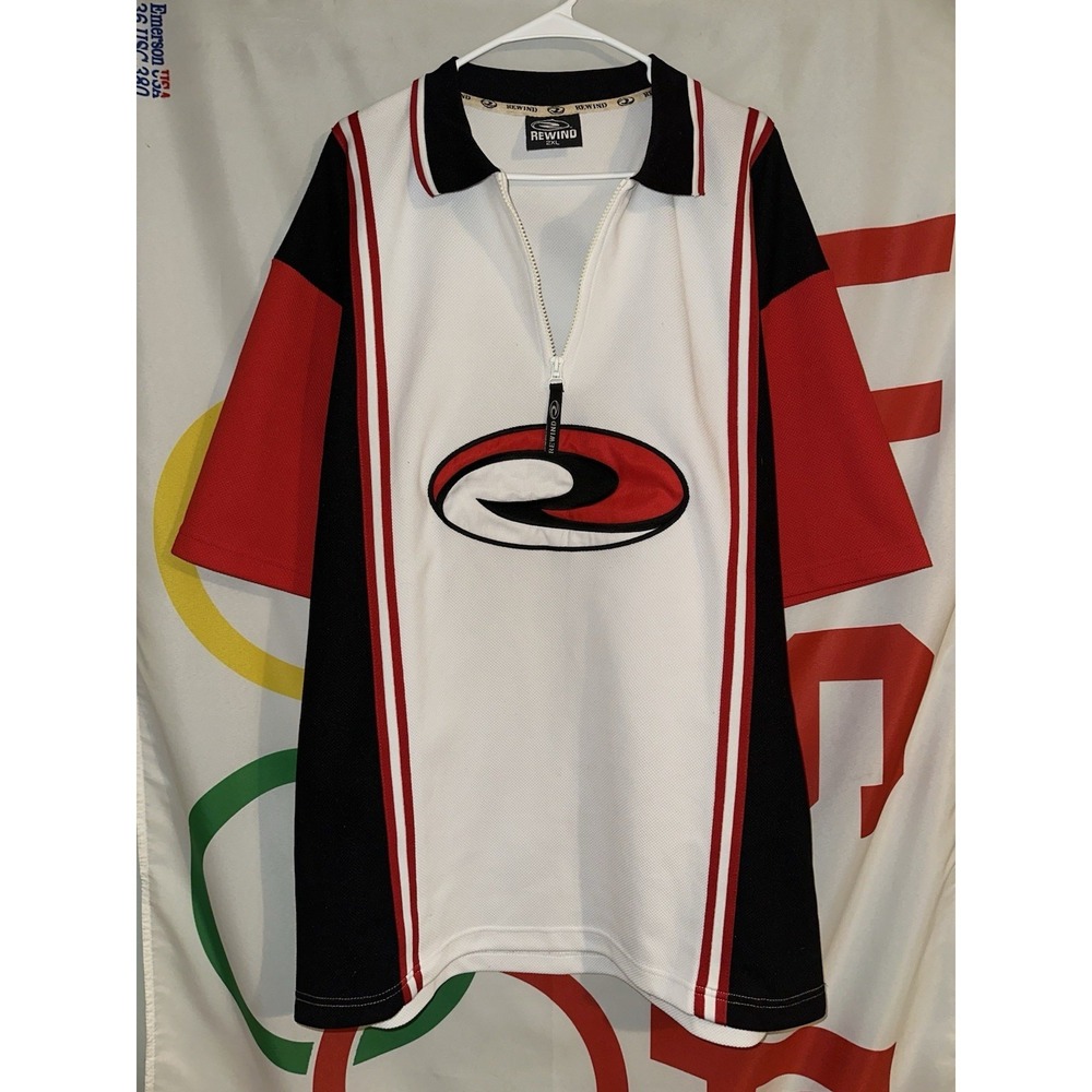 Vintage Mesh Rewind Jersey Mens 2XL White 90s Shirt 1/4 Zip